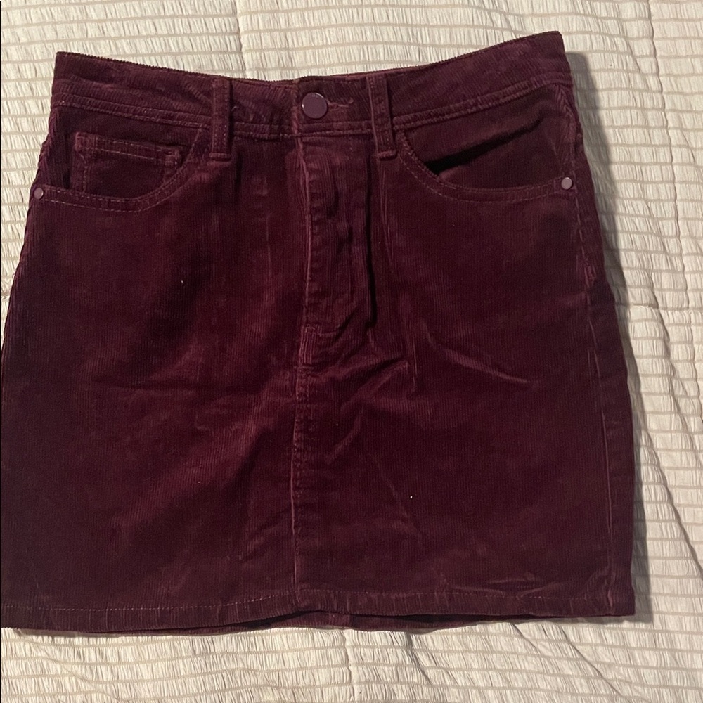 Black Label Chic Burgundy Corduroy Mini Skirt Medium Dark Academia